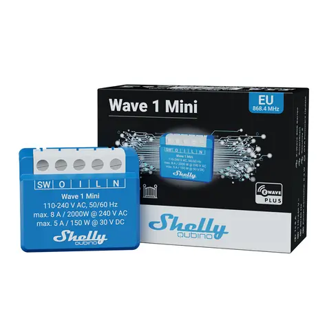 Shelly Wave 1 Mini LR / spínací modul 1x 8A / Z-Wave