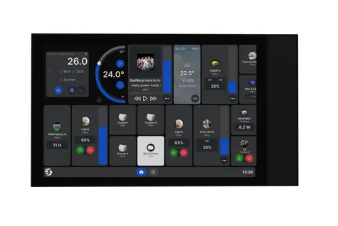 ShellyWall Display XL černá / dotykový nástěnný panel s relé 5A / WiFi / Bluetooth