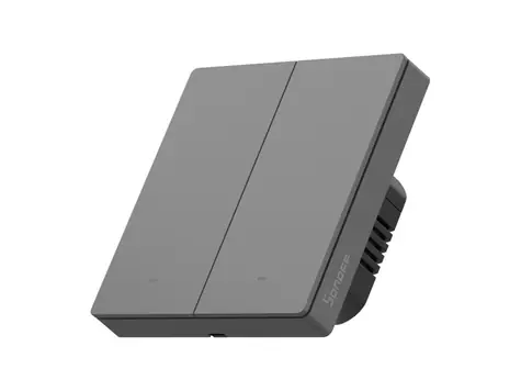 SONOFF SwitchMan Chytrý Nástěnný Vypínač M5 Matter / 2-tlačítka / 86 mm / tmavě šedá