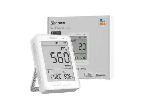 SONOFF SAWF-08P AirGuard CO2 Matter přes Wi-Fi monitor kvality vzduchu