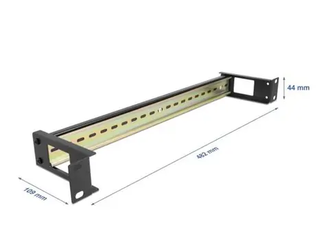 Delock 19” Panel na lištu DIN s bočním vstupem pro kabel černá 