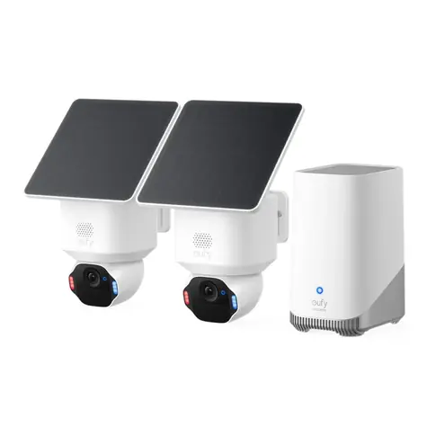 Anker eufy E42 bílá / HomeBase 3 + 4x IP kamera se solárním nabíjením / 360° / noční vidění / microSD / Wi-Fi / 4k
