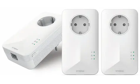 STRONG Powerline 1000 TRI EU V2 / Sada 3ks Powerline adaptérů / HomePlug AV/AV2 / 1000Mbps / 1x GLAN / dosah až 300m