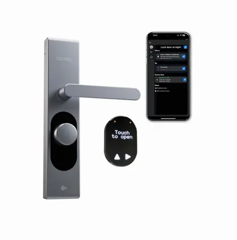Rozbaleno - Shelly LOQED Smart Lock chytrý elektronický zámek dveří stříbrná / rozbaleno