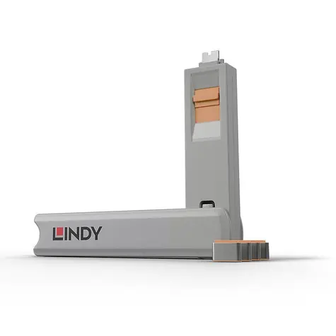 Lindy 40428 Blokátor portů USB-C s klíčem šedo-oranžová / 4 ks