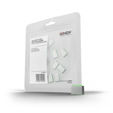 Lindy 40438 Blokátor portů USB-C bez klíče zelená /10 ks
