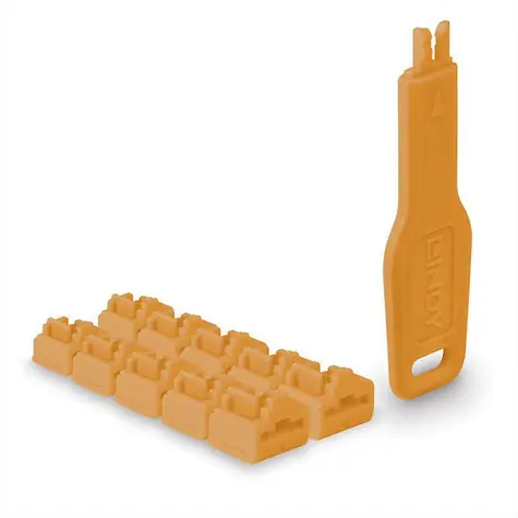 Lindy 47897 Blokátor portů RJ-45 s klíčem oranžová / 10 ks