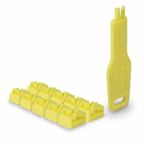 Lindy 47900 Blokátor portů RJ-45 s klíčem žlutá / 10 ks