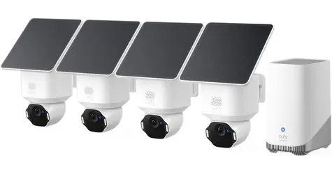 Anker eufy E42 bílá / HomeBase 3 + 4x IP kamera se solárním nabíjením / 360° / noční vidění / microSD / Wi-Fi / 4k