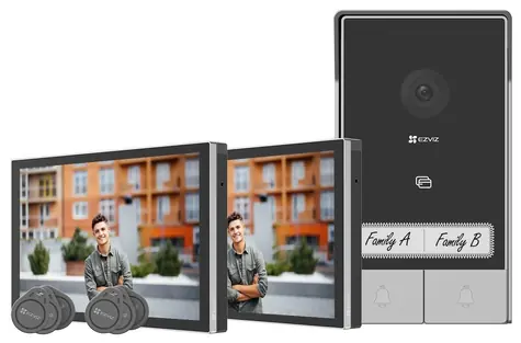 EZVIZ HP7 2-Family Kit-EU černo-stříbrná / Wi-Fi / 2048×1296 / 2× dotykový monitor 7