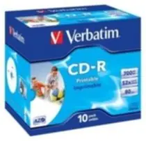 Verbatim 10ks CD-R 700MB 52x (Wide Printable) / JewelCase