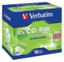 10ks CD-RW 700MB Verbatim 8-12× High Speed / JewelCase