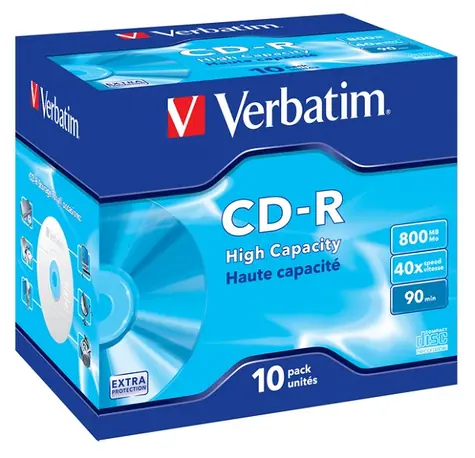 VERBATIM CD-R90 800MB EP/DL/ 40x/ 90min/ jewel/ 10pack