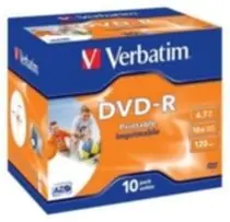 Verbatim 10ks DVD-R 4.7GB 16x (Wide Injekt Printable) / JewelCase