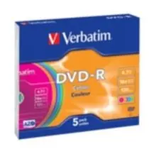 Verbatim 5ks DVD-R 4.7GB 16x (barevné) / SlimCase