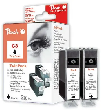 Peach C3 alternativní inkoustová kazeta pro Canon BJC-3000 / BJC-6000 / TwinPack / černá