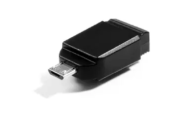 Verbatim Store 'n' Stay OTG Nano 32GB černá / Flash Disk / USB 2.0 / microUSB adaptér / čtení: 10MBs / zápis: 3MBs 