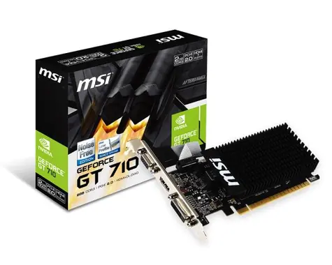 MSI GT 710 2GB / GeForce GT710 954 MHz / 2GB GDDR3 / 64bit / PCIe x16 / D-Sub+DVI+HDMI