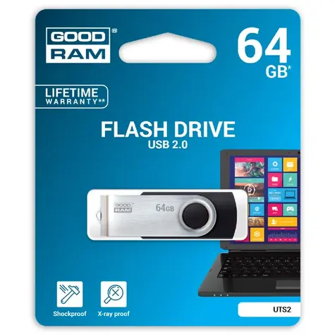 GOODRAM UTS2 64GB černá / Flash disk / USB 2.0 / čtení: 20MBs / zápis: 5MBs / doprodej