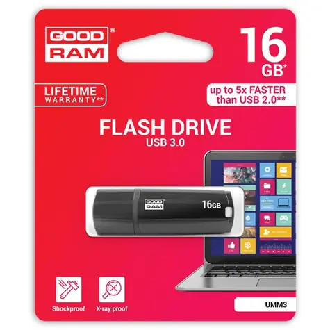 GOODRAM UMM3 16GB černá / Flash disk / USB 3.0 / čtení: 60MBs / zápis: 20MBs
