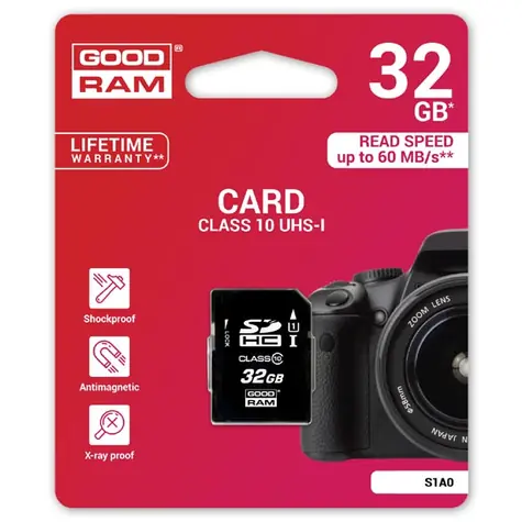 GOODRAM SDHC 32GB / UHS-I / čtení: 60MBs / zápis: 10MBs