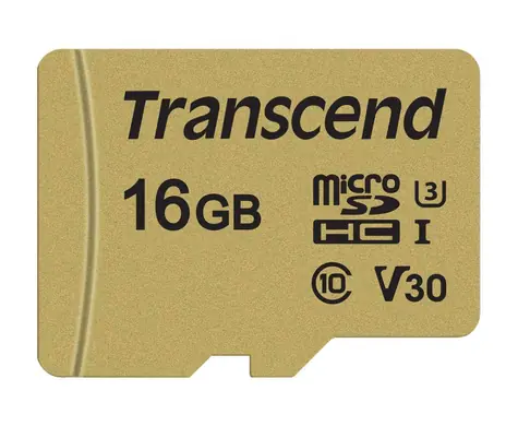 Transcend 500S Micro SDHC 16GB + adaptér / UHS-I / U3 / V30 / R: 95MBs / W: 60MBs