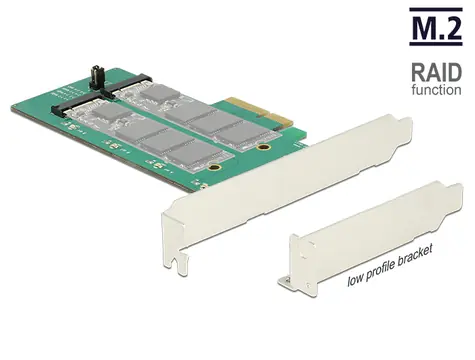 Delock PCI Express Karta > 2 x interní M.2 Key B s RAID / format low profile