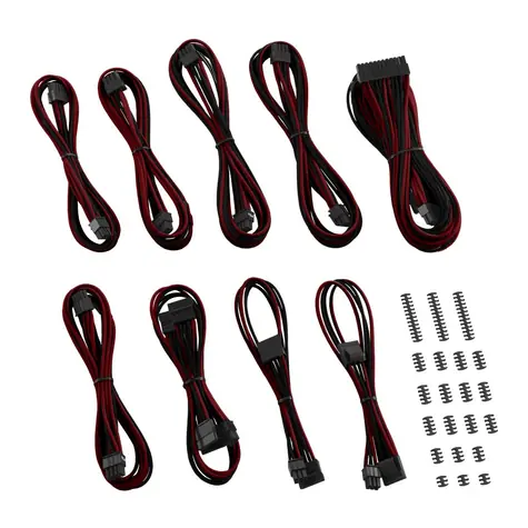 CableMod Classic ModMesh RT-Series Kabel Kit pro ASUS ROG & Seasonic - černo-tmavě červena