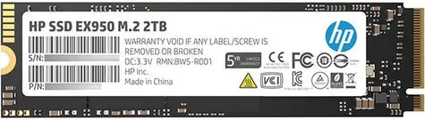 HP EX950 2TB / M.2 / PCIe Gen3 x4 NVMe / R: 3500MBs / W: 2900MBs / IOPS: 410K 380K