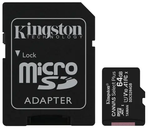 Kingston Canvas Plus microSDXC 64GB s adaptérem / UHS-I V10 / U1 / Class 10 