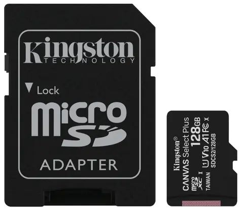 Kingston Canvas Plus microSDXC 128GB s adaptérem / UHS-I V10 / U1 / Class 10 