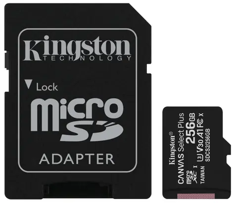 Kingston Canvas Plus microSDXC 256GB s adaptérem / UHS-I V10 / U1 / Class 10 