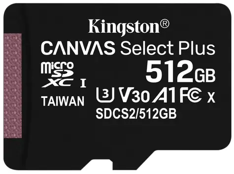 Kingston Canvas Plus microSDXC 512GB / UHS-I V10 / U1 / Class 10 