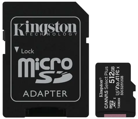 Kingston Canvas Plus microSDXC 512GB s adaptérem / UHS-I V10 / U1 / Class 10 