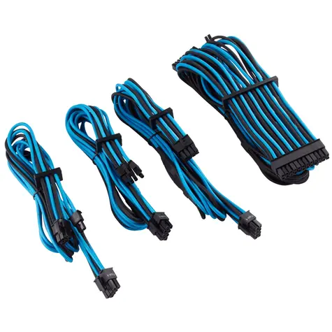 Corsair Premium Sleeved PSU kabelový kit (Gen 4) modro-černá / 1xATX 24pin / 1xATX12V 4+4pin / 2xPCIe 6+2pin 