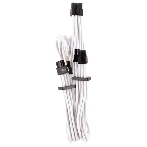 Corsair Premium Sleeved PCIe Dual kabel (Gen 4) bílá (2ks) / 2xPCIe 6+2pin / 1xPCIe 8pin / délka 650mm