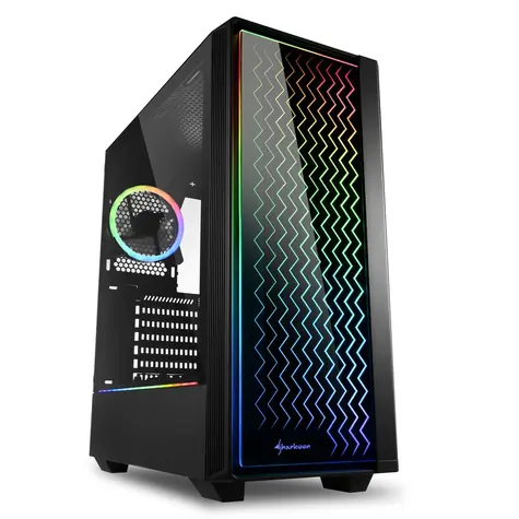 Sharkoon RGB LIT 200 černá / ATX / 2x USB 3.0 + 1x USB 2.0 / bez zdroje / průhledná bočnice