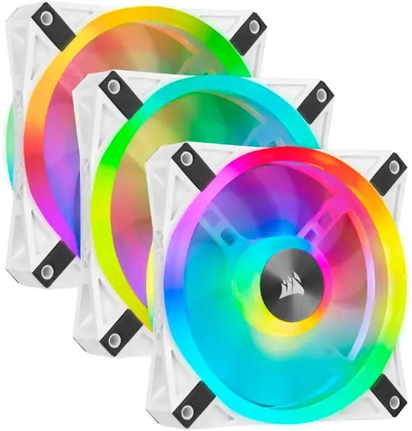 Corsair iCUE QL120 RGB PWM 120mm (3ks) bílá / PWM / Lighting Node CORE / 120mm / 1500RPM / 26 dBA / RGB LED