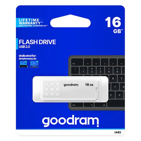 GOODRAM UME2 16GB bílá / Flash disk / USB 2.0 / čtení: 20MBs / zápis: 5MBs