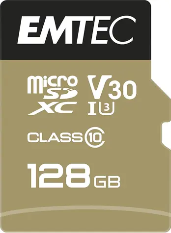 EMTEC SpeedIN PRO microSDXC 128GB + adaptér / Class 10 / UHS-I U3 V30 A1 / čtení: 100MBs / zápis: 95MBs