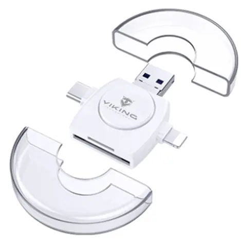VIKING VR4V1W bílá / externí čtečka paměťových karet 4V1 / USB 3.0