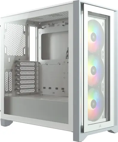 Corsair iCUE 4000X RGB bílá / Mid-Tower / ATX / 1x USB 3.0 & 1x USB-C / průhledná bočnice