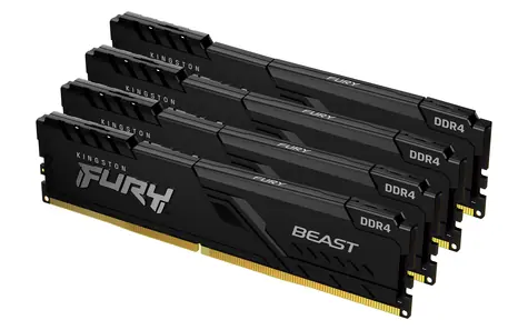 Kingston FURY Beast Black 64GB (4x 16GB) DDR4 3200MHz / CL16 / DIMM / 1.35V / Non-ECC / Un-Registered / 1Gx8