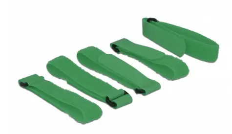 Delock Vázací pásky na suchý zip D 300 mm x Š 20 mm 5 kusů s očkem zelená