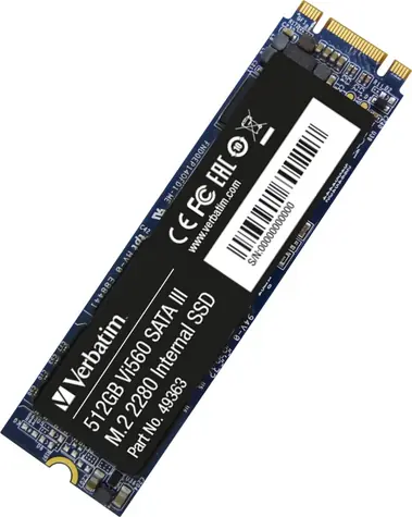 Verbatim Vi560 S3 512GB / M.2 2280 / SATA 3 / 3D NAND / R: 560MBs / W:520MBs / IOPS R: 101K W:80.4K / MTBF 1.5mh / 3y