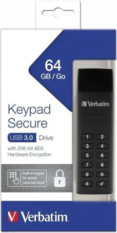 Verbatim Keypad Secure Drive 64 GB  / USB C 3.2 Gen 1 / R:160 MBs / W:140 MBs