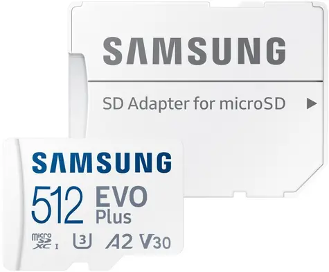 SAMSUNG EVO Plus Micro SDXC 512GB + SD adaptér / U3 / V30 / A2 / Čtení: 130MBps