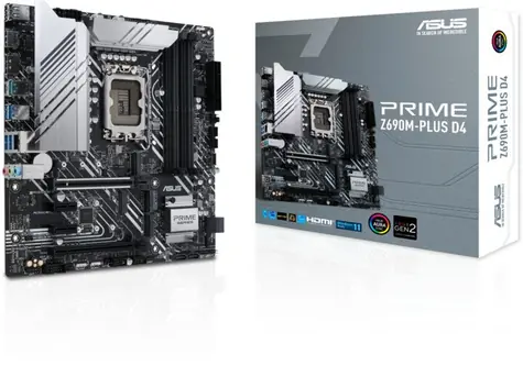 ASUS PRIME Z690M-PLUS D4 / Z690 / LGA 1700 / 4x DDR4 / PCIEx16 / 1x GLAN / mATX