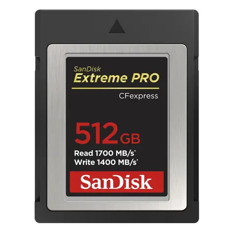 SanDisk Extreme Pro CF express 512GB / Type B / čtení: až 1700 MBs / zápis: až 1400 MBs / doprodej