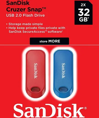 SanDisk Cruzer Snap 32 GB červená & modrá 2 ks / Flash Disk / USB 2.0 
